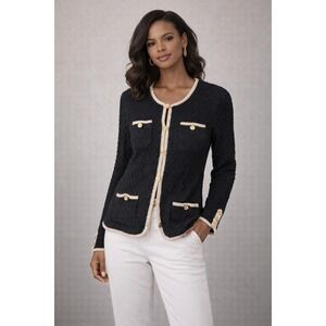 Trina Turk Womens 100% Wool Textured Knit Cardigan‎